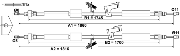 ATE Håndbremsekabel 24372706592 for FORD