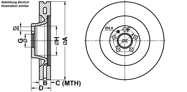 ATE Bremseskive 24013601071 ventileret 385mm 36mm for VAG