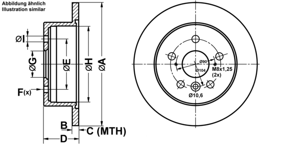 ATE Bremseskive 24011003741 fuld 281mm 10mm for TOYOTA