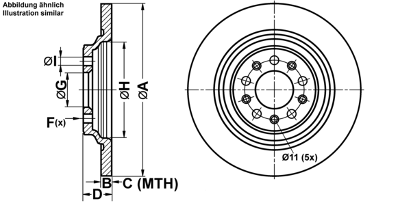 ATE Bremseskive 24011202151 fuld 320mm 12mm for JEEP