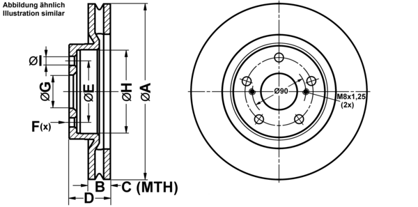 ATE Bremseskive 24012802741 ventileret 296mm 28mm for TOYOTA