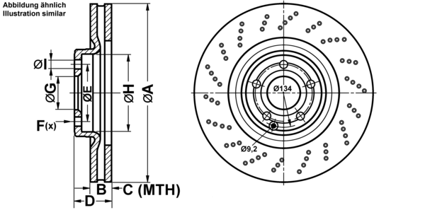 ATE Bremsesæt, skivebremser ijf1416gs8 foraksel perforeret/ventileret 344mm 32mm for MERCEDES-BENZ MAYBACH