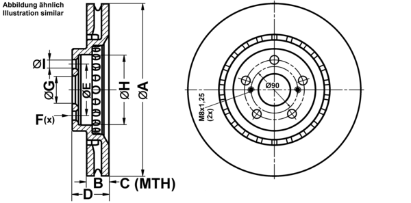 ATE Bremseskive 24013401041 ventileret 328mm 34mm for LEXUS