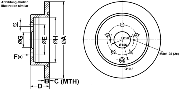 ATE Bremseskive 24011202031 fuld 290mm 12mm for TOYOTA