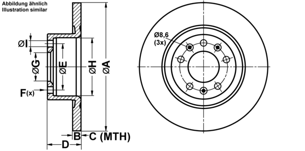 ATE Bremseskive 24011202161 fuld 290mm 12mm for PEUGEOT