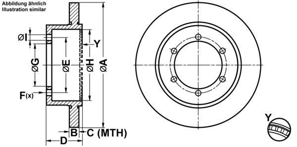 ATE Bremseskive 24011601311 fuld 280mm 16mm for NISSAN