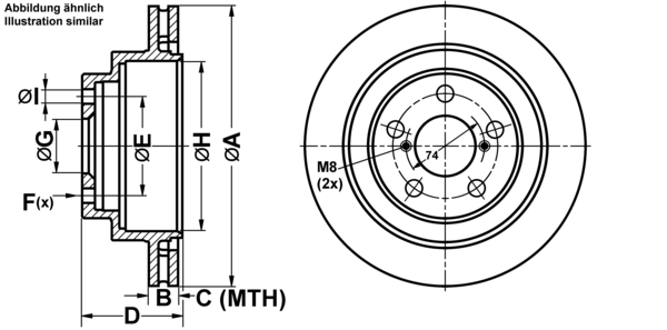 ATE Bremseskive 24011801591 ventileret 266mm 18mm for SUBARU