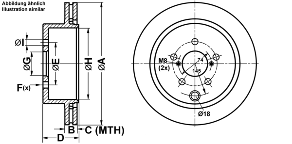ATE Bremseskive 24011801601 ventileret 278mm 18mm for SUBARU