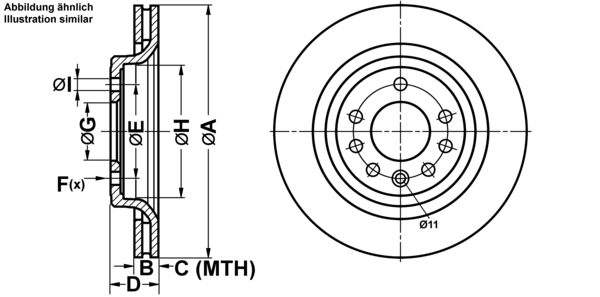 ATE Bremseskive 24012002391 ventileret 292mm 20mm for SAAB