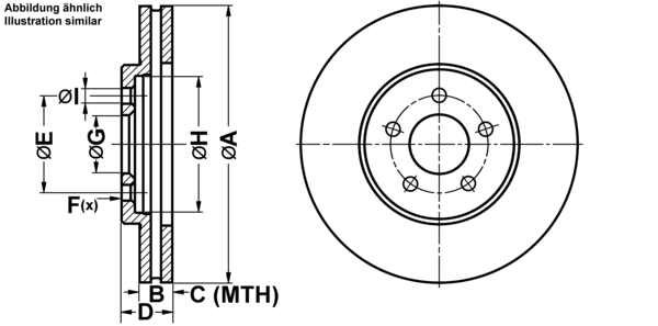 ATE Bremseskive 24012301201 ventileret 282mm 23mm for CHRYSLER