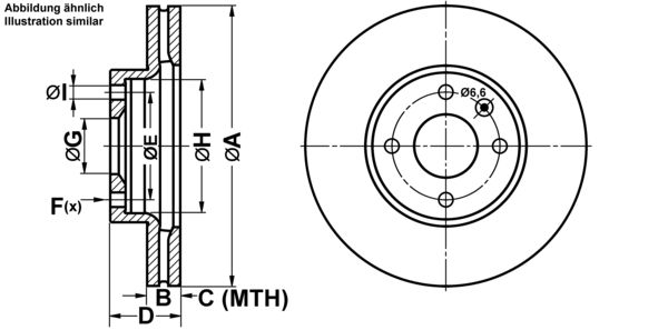 ATE Bremseskive 24012402521 ventileret 256mm 24mm for CHEVROLET