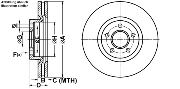 ATE Bremseskive 24012502021 ventileret 300mm 25mm for FORD