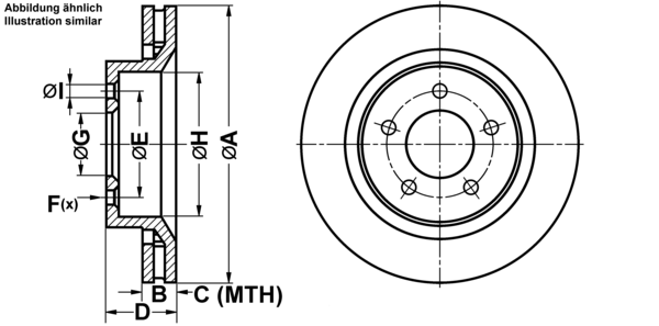 ATE Bremseskive 24012601791 ventileret 297mm 26mm for CHRYSLER