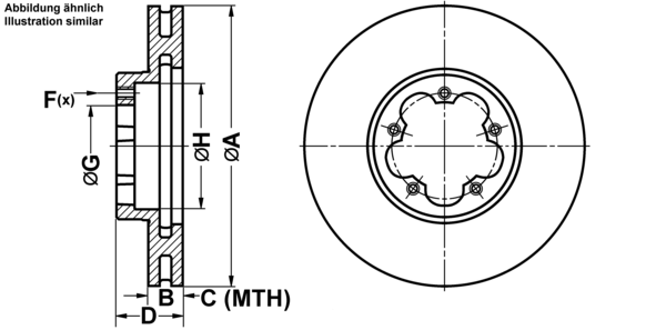 ATE Bremseskive 24012802931 ventileret 300mm 28mm for FORD