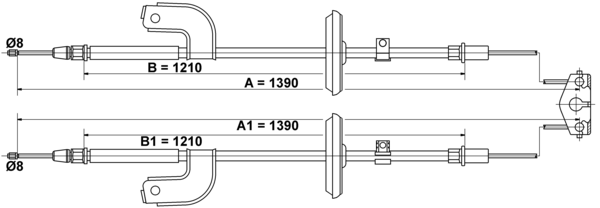 ATE Håndbremsekabel 24372729032 for CHEVROLET