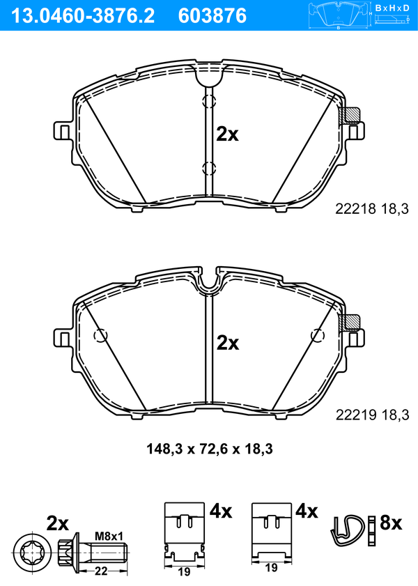 ATE Bremseklodser 13046038762 for DS