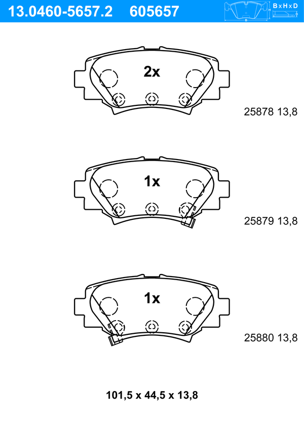 ATE Bremseklodser 13046056572 for MAZDA