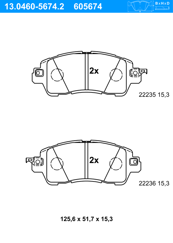 ATE Bremseklodser 13046056742 for MAZDA