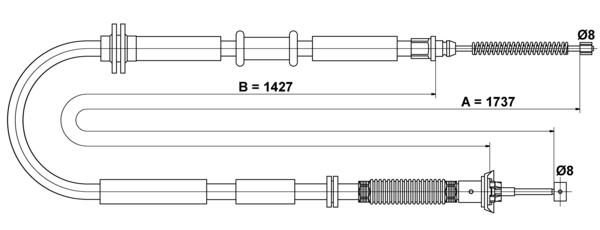 ATE Håndbremsekabel 24372705842 for FIAT