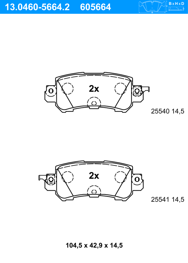 ATE Bremseklodser 13046056642 for MAZDA