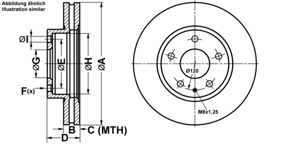 ATE Bremseskive 24012502141 ventileret 280mm 25mm for MAZDA