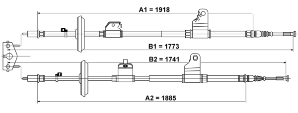 ATE Håndbremsekabel 24372735022 for VAUXHALL