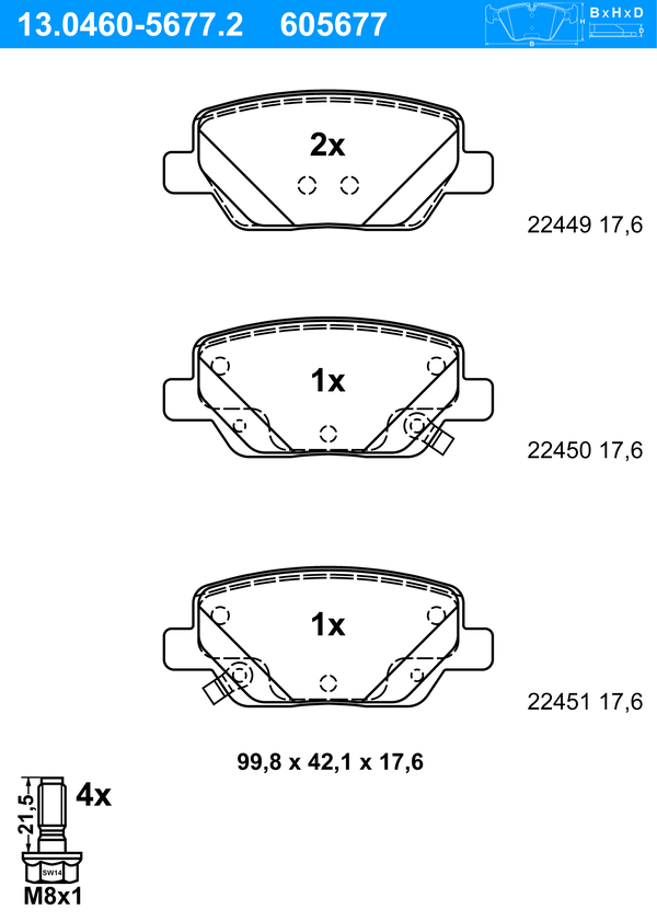 ATE Bremseklodser 13046056772 for FIAT