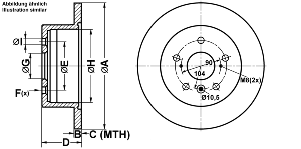 ATE Bremseskive 24011003991 fuld 281mm 10mm for LEXUS