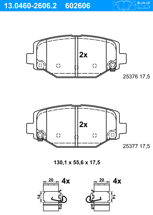ATE Bremseklodser 13046026062 for FIAT
