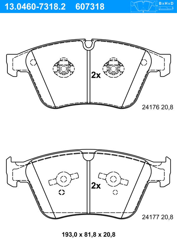 ATE Bremseklodser 13046073182 for MERCEDES-BENZ
