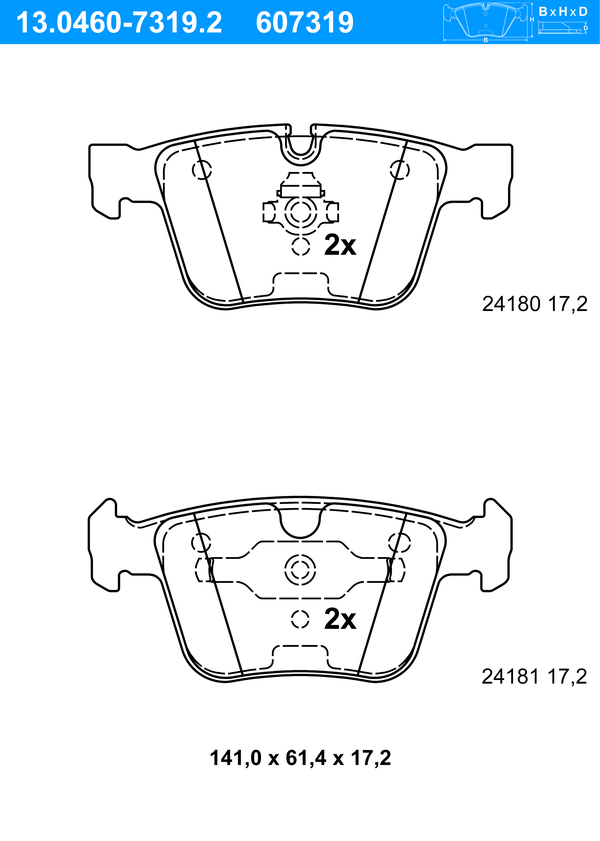 ATE Bremseklodser 13046073192 for MERCEDES-BENZ