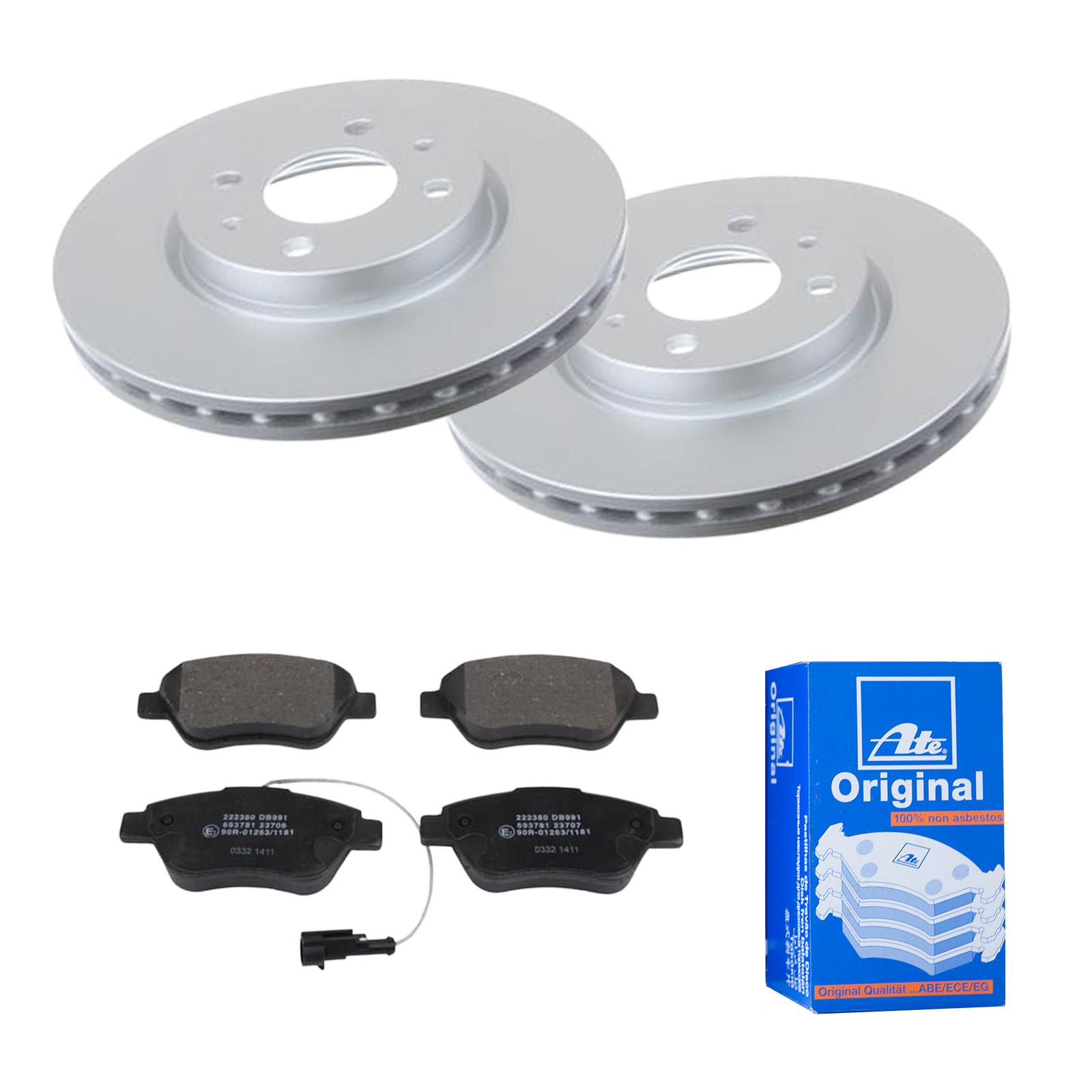 ATE Bremsesæt, skivebremser 142022088 foraksel ventileret 257mm 22mm for PEUGEOT CITROËN FIAT