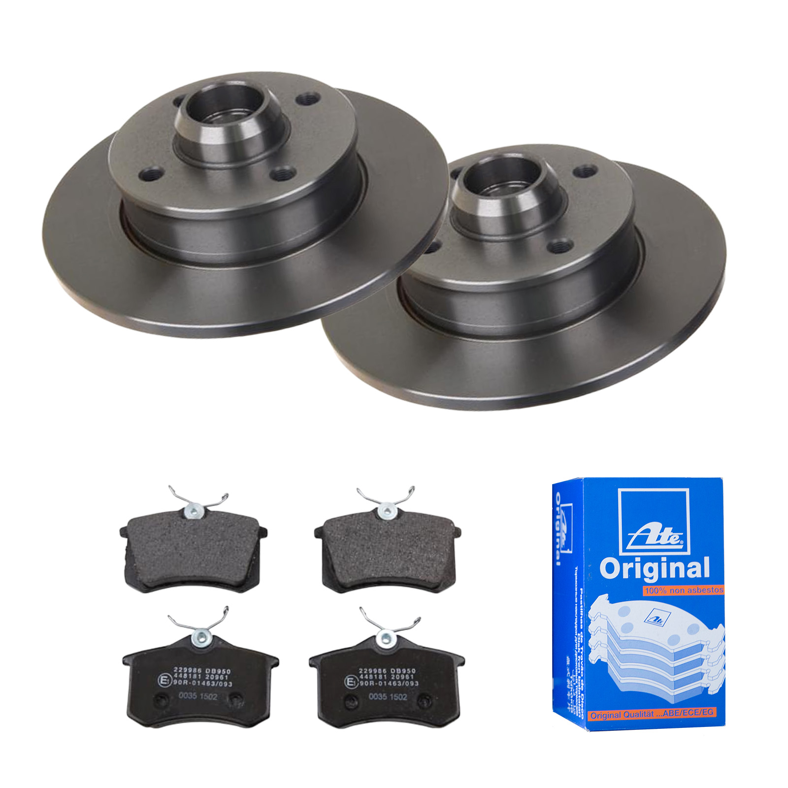 ATE Bremsesæt, skivebremser 142022124 bagaksel fuld 226mm 10mm for VAG SEAT SKODA