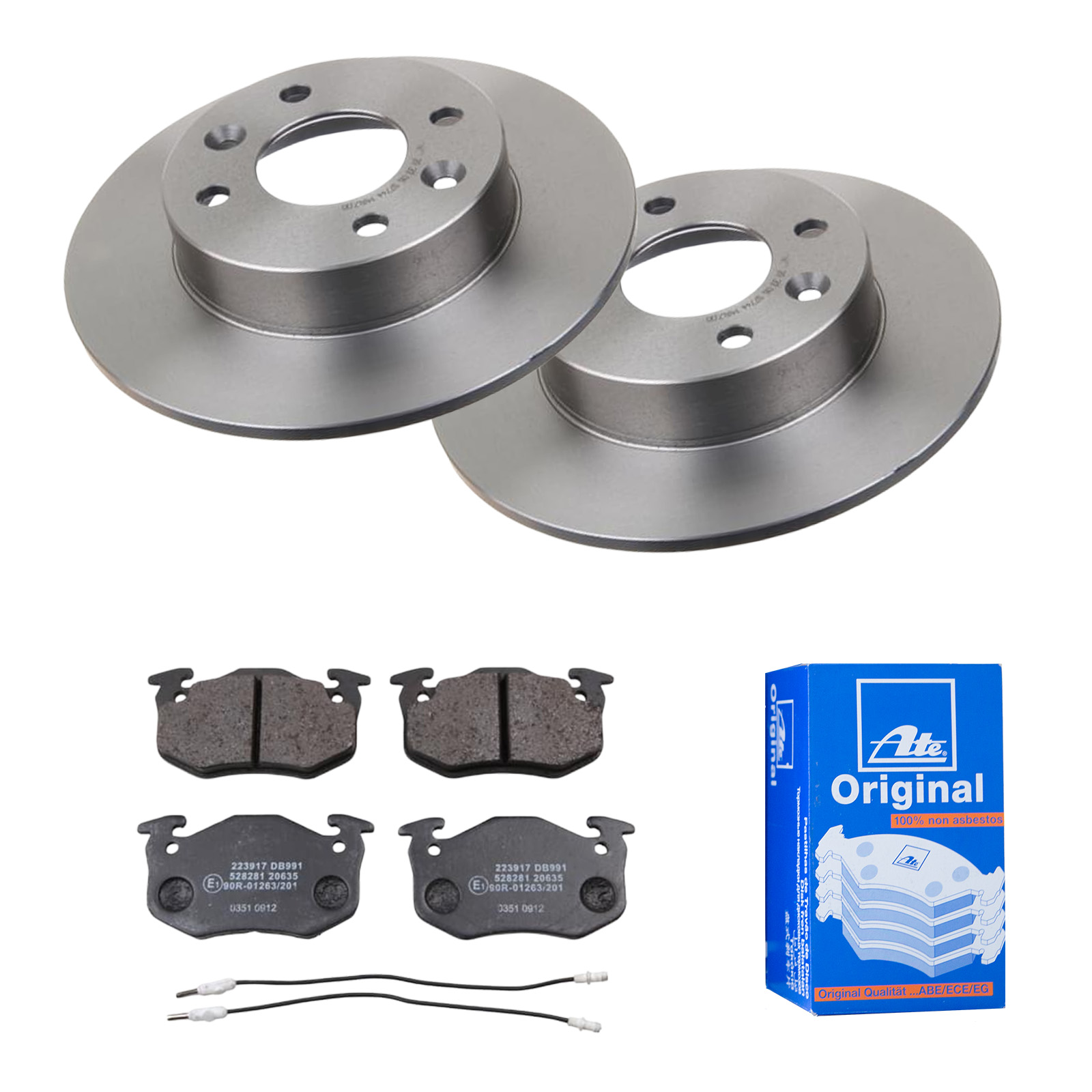 ATE Bremsesæt, skivebremser 142021888 foraksel fuld 238mm 8mm for RENAULT