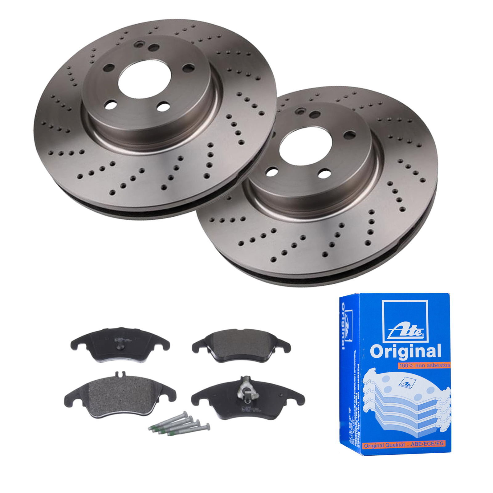 ATE Bremsesæt, skivebremser 142022815 foraksel perforeret/ventileret 322mm 32mm for MERCEDES-BENZ