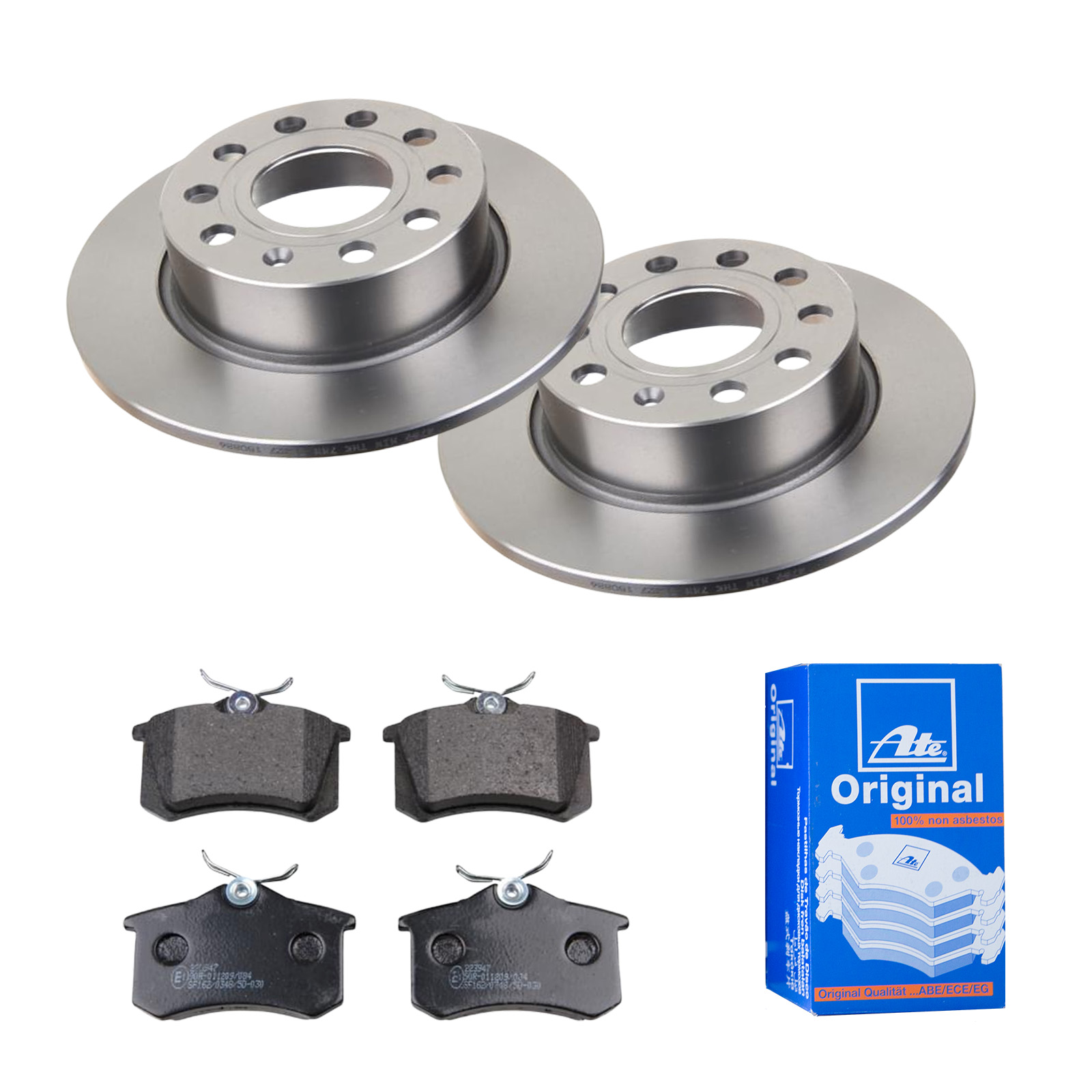 ATE Bremsesæt, skivebremser 142021704 bagaksel fuld 253mm 10mm for PEUGEOT CITROËN SKODA VAG