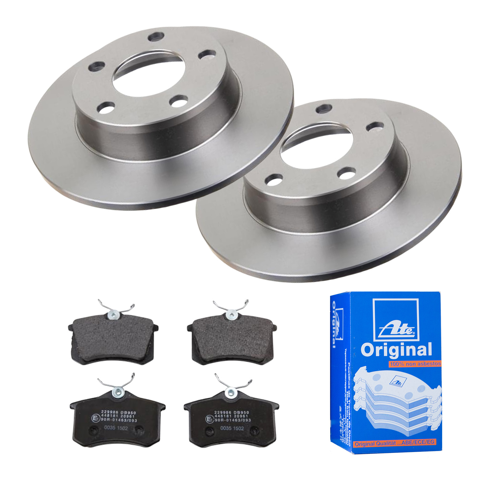 ATE Bremsesæt, skivebremser 142022390 bagaksel fuld 255mm 10mm for SKODA SEAT VAG