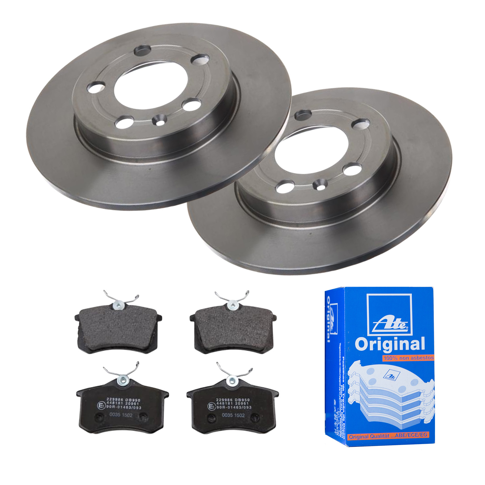 ATE Bremsesæt, skivebremser 142022430 bagaksel fuld 239mm 8mm for VAG SKODA