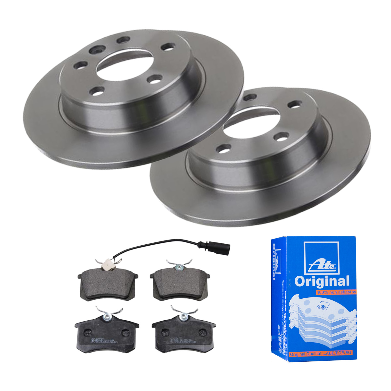 ATE Bremsesæt, skivebremser ijf141f3b7 bagaksel fuld 268mm 10mm for FORD SEAT VAG