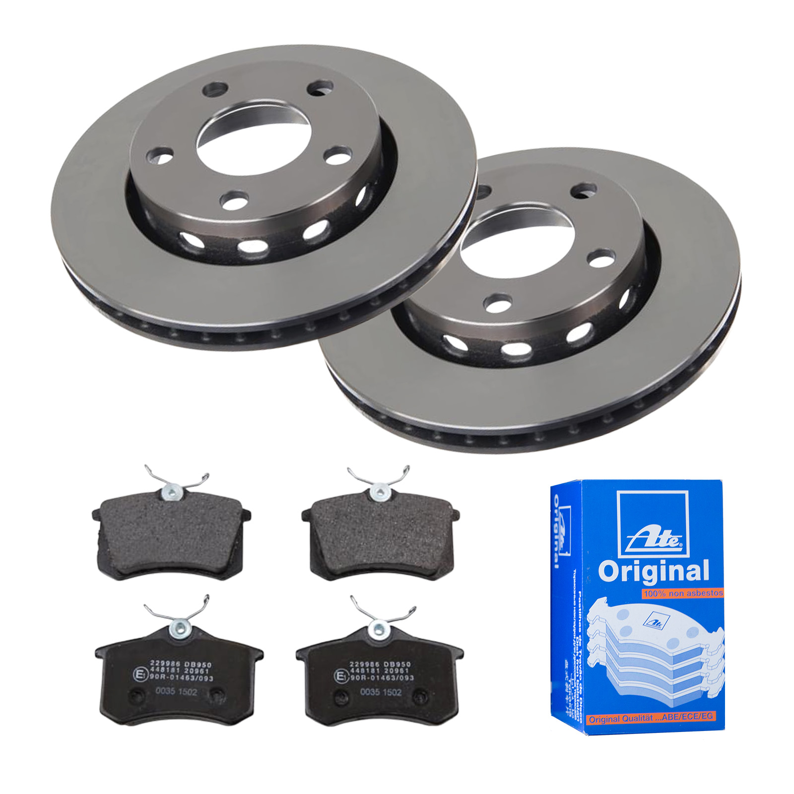 ATE Bremsesæt, skivebremser ijf141fcq1 bagaksel ventileret 256mm 22mm for PEUGEOT CITROËN VAG SEAT SKODA