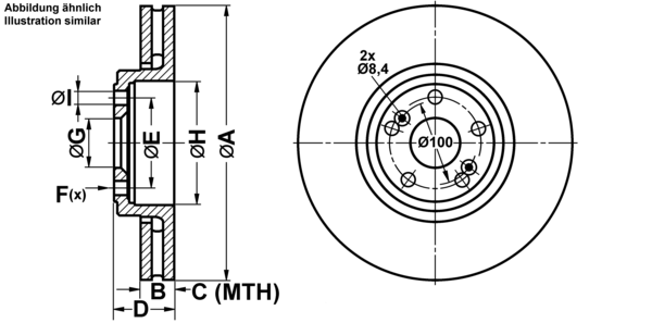 ATE Bremsesæt, skivebremser ijf141c4s5 foraksel ventileret 324mm 28mm for RENAULT