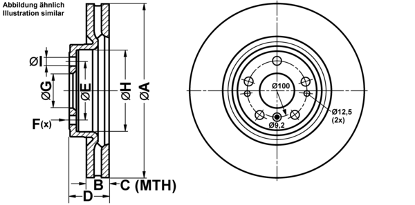 ATE Bremsesæt, skivebremser ijf141d607 foraksel ventileret 330mm 32mm for MERCEDES-BENZ JEEP