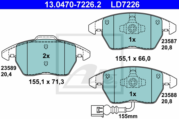 ATE Bremsesæt, skivebremser 142021835 foraksel ventileret 312mm 25mm for SEAT SKODA VAG