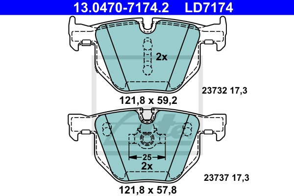 ATE Bremsesæt, skivebremser 142022932 bagaksel ventileret 320mm 20mm for BMW