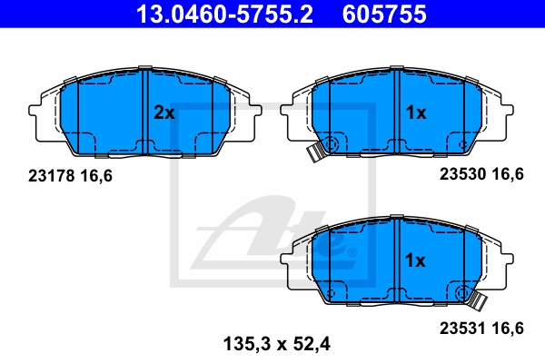 ATE Bremsesæt, skivebremser 142023273 foraksel ventileret 300mm 25mm for HONDA