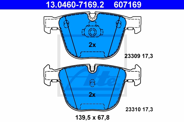 ATE Bremsesæt, skivebremser 142023304 bagaksel ventileret 345mm 24mm for BMW