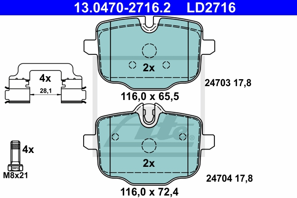 ATE Bremsesæt, skivebremser 142042178 bagaksel ventileret 330mm 20mm for BMW