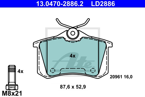 ATE Bremsesæt, skivebremser 142042663 bagaksel fuld 245mm 10mm for VAG SKODA