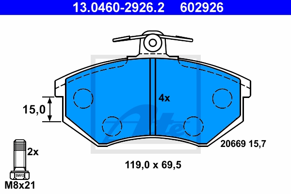 ATE Bremsesæt, skivebremser 142042713 foraksel fuld 239mm 12mm for VAG SEAT