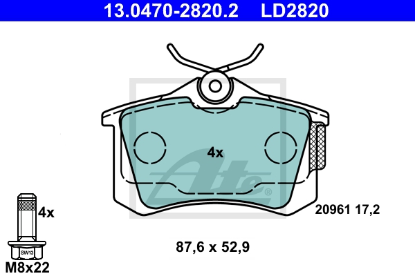 ATE Bremsesæt, skivebremser 142042747 bagaksel fuld 256mm 12mm for PEUGEOT CITROËN SKODA VAG SEAT